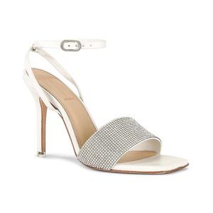 White Leather and Crystal Marisa Sandal 🤍🤍🤍